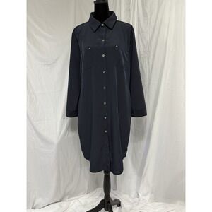 The Limited‎ 3/4 Sleeve Black  Shirt Dress Size 14 Button Front Knee Length